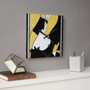 Reloj Cuadrado Arte Antiguo Moderno, Mujer Leyendo un Libro Amari