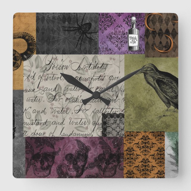 Reloj Cuadrado Arte apotecario gótico medieval fantasmagórico de  (Anverso)