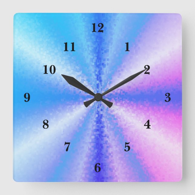Reloj Cuadrado Arte arcoiris 3D (Anverso)