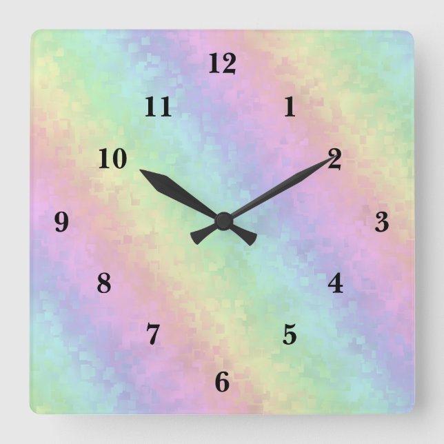 Reloj Cuadrado Arte arcoiris 3D (Anverso)