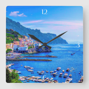 Reloj Cuadrado Arte colorido de la foto de Amalfi Italia Europa