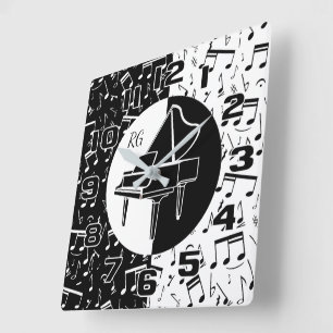 Reloj Cuadrado Arte de amor de piano personalizado