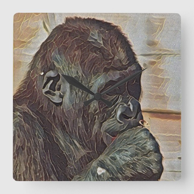 RELOJ CUADRADO ARTE DE CHIMPANCÉ (Anverso)