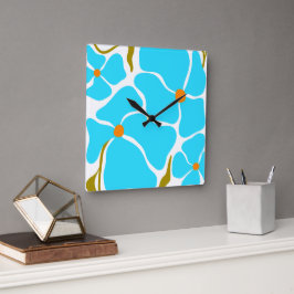 Reloj Cuadrado Arte de ilustración floral