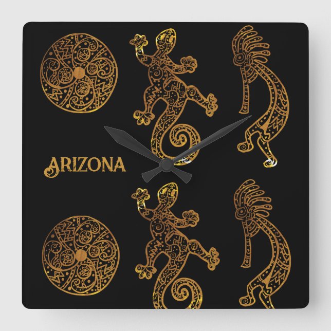 Reloj Cuadrado Arte de Kokopelli (Anverso)