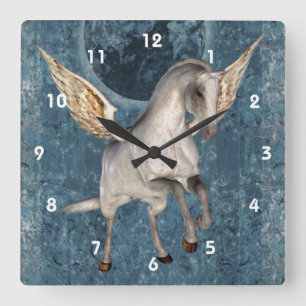 Reloj Cuadrado Arte de la fantasía del caballo de Pegaso del