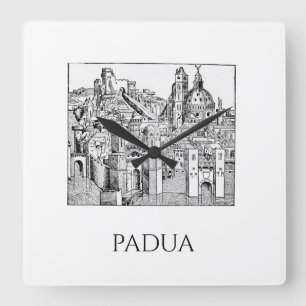 Reloj Cuadrado Arte de línea del paisaje urbano medieval minimali