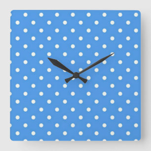 Reloj Cuadrado Arte de lunares azul pálido