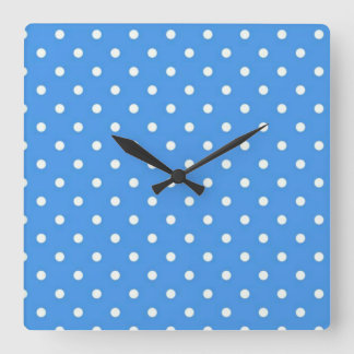 Reloj Cuadrado Arte de lunares azul pálido