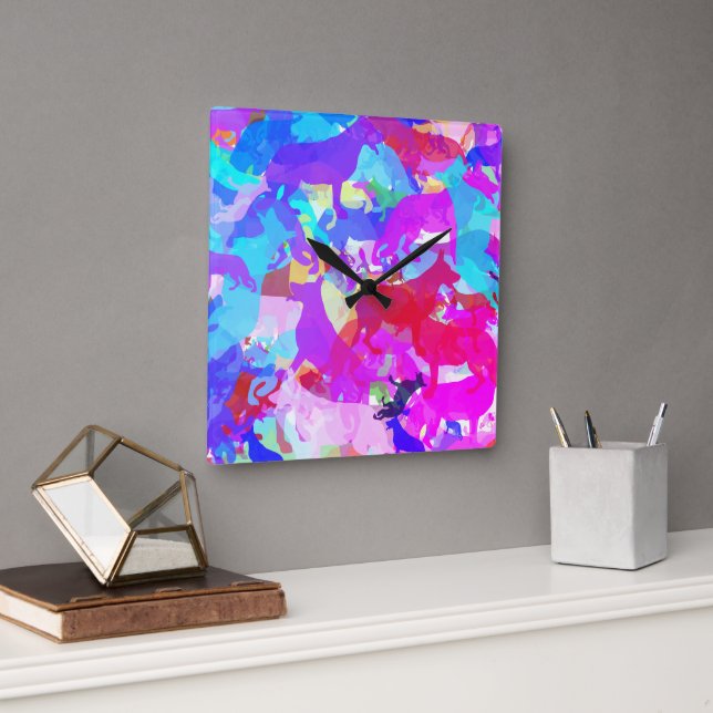 Reloj Cuadrado Arte de Pastor Alemán (Oficina)