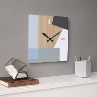 Reloj Cuadrado Arte De Patrón De Rayas De Bloque Modernas En Faux