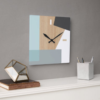 Reloj Cuadrado Arte De Patrón De Rayas De Bloque Modernas En Faux