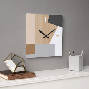Reloj Cuadrado Arte De Patrón De Rayas En Bloque Modernas En Made