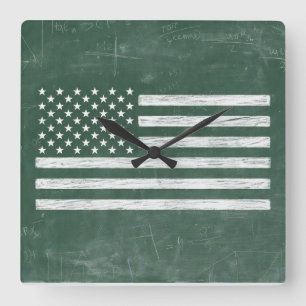 Reloj Cuadrado Arte de pizarra de la bandera de América (Dibujo N