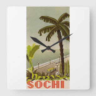 Reloj Cuadrado Arte de viaje de la estación marina de Sochi vinta