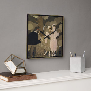 Reloj Cuadrado Arte Deco Antiguo, Sorpresa de George Barbier