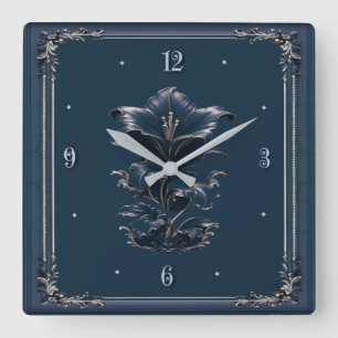 Reloj Cuadrado Arte Deco Azul