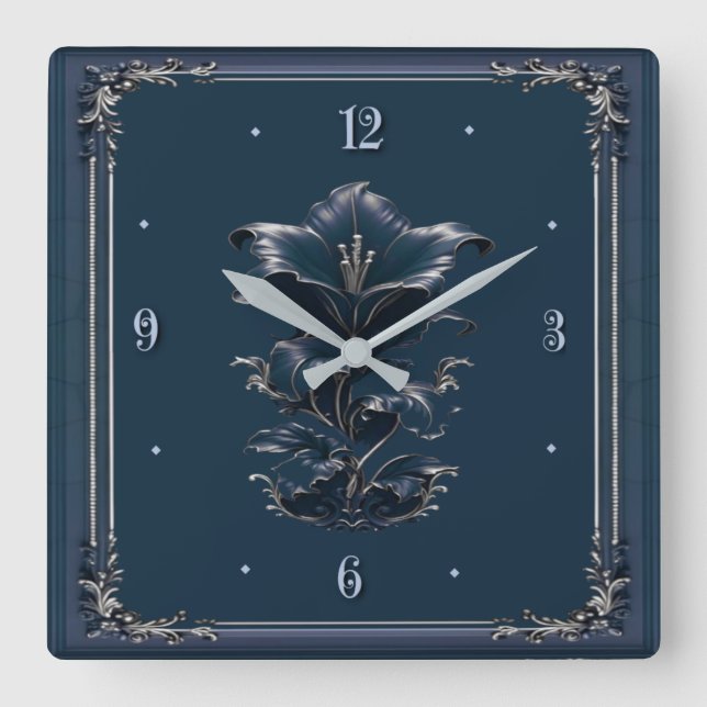 Reloj Cuadrado Arte Deco Azul (Anverso)