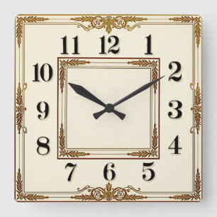 Reloj Cuadrado Arte Deco Blanco Elegante