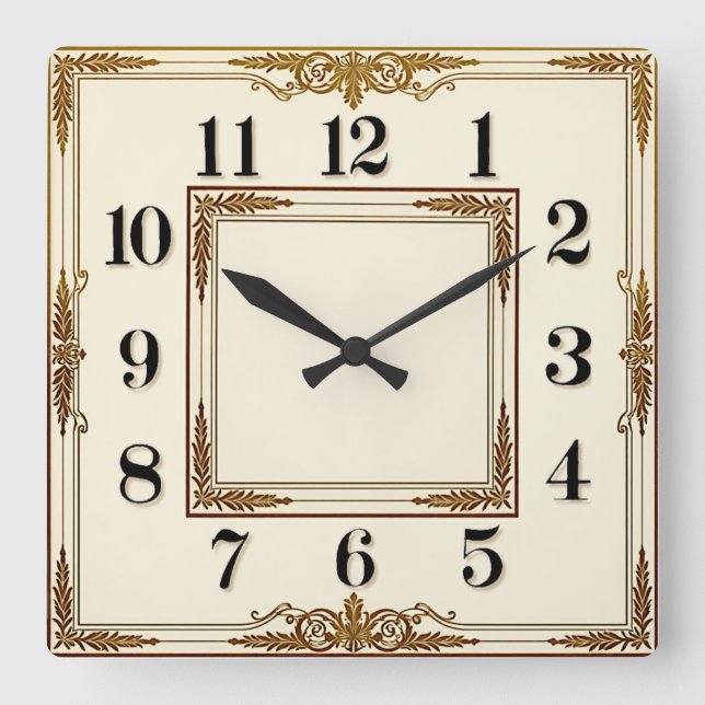 Reloj Cuadrado Arte Deco Blanco Elegante (Anverso)