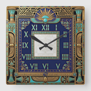 Reloj Cuadrado Arte Deco Egipcio