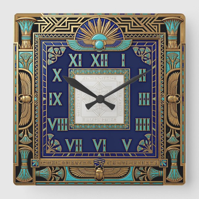 Reloj Cuadrado Arte Deco Egipcio (Anverso)