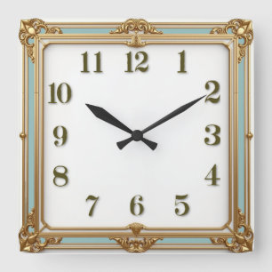 Reloj Cuadrado Arte Deco Menta