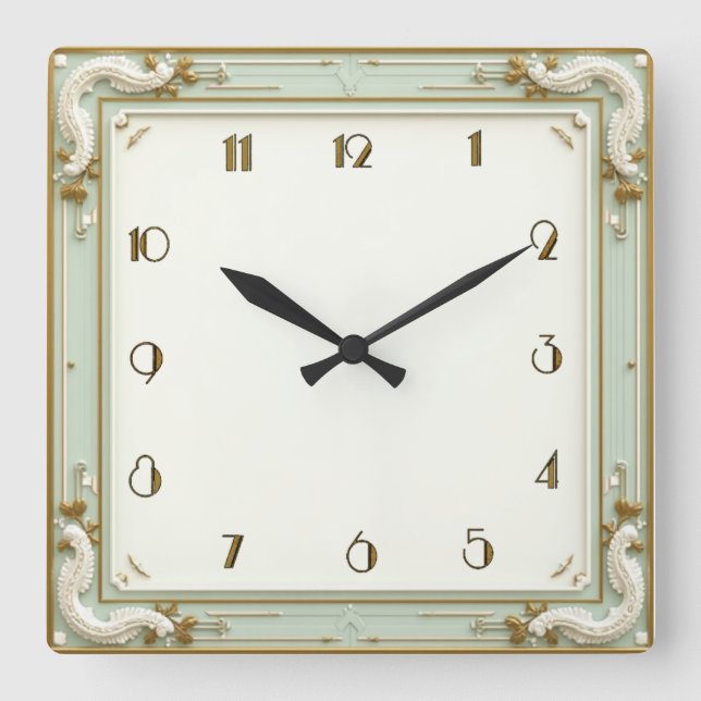 Reloj Cuadrado Arte DEco Mint (Anverso)