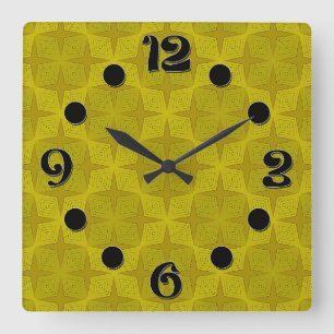 Reloj Cuadrado Arte deco oliva verde geométrico