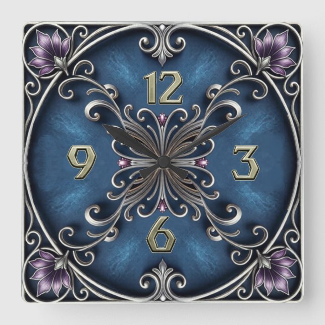 Reloj Cuadrado Arte Deco Plata (Anverso)