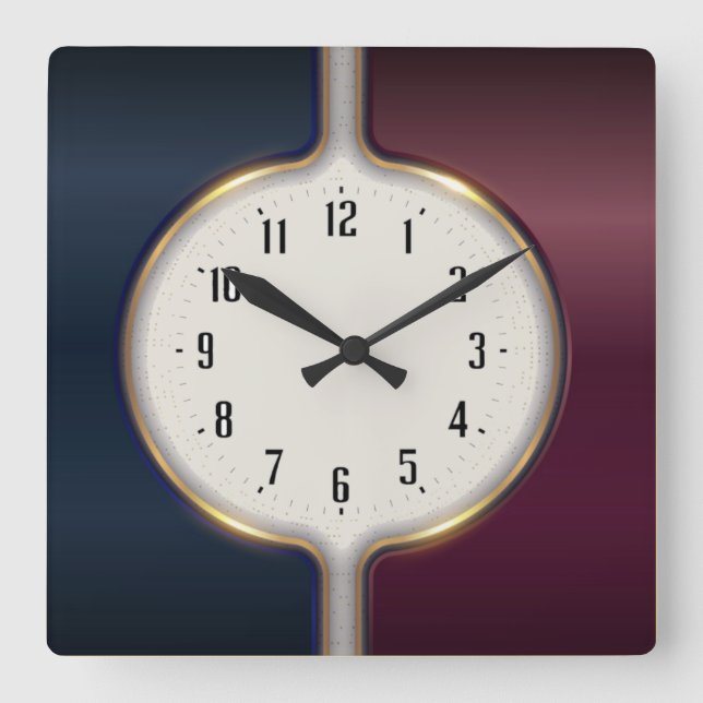 Reloj Cuadrado Arte Deco redondo moderno (Anverso)