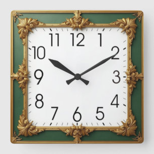 Reloj Cuadrado Arte Deco Verde