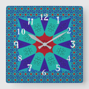 Reloj Cuadrado Arte del Antiguo Egipto: Un vibrante Mandala.