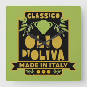 Reloj Cuadrado Arte en el muro de aceite de oliva italiano