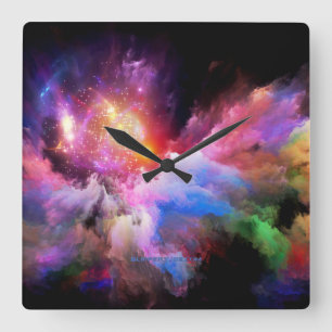Reloj Cuadrado arte en la nube abstracto vibrante surrealista Sli