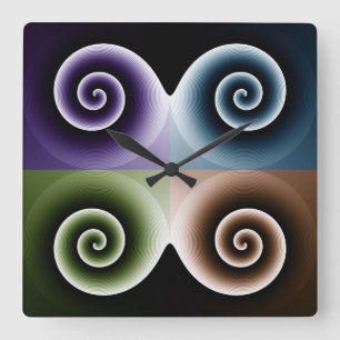Reloj Cuadrado Arte espiral de cuatro colores