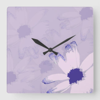 Reloj Cuadrado Arte floral de margarita rosada