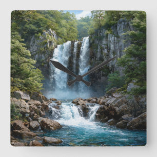 Reloj Cuadrado Arte fotográfico de cascada