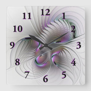 Reloj Cuadrado Arte fractal de figura de fantasía abstracta moder
