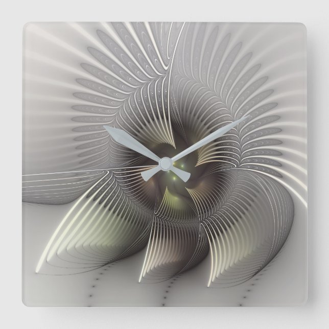 Reloj Cuadrado Arte fractal de forma 3D abstracta moderna (Anverso)