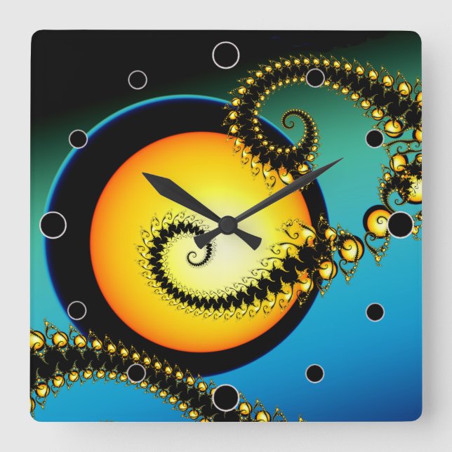 Reloj Cuadrado Arte fractal de la luna brillante (Anverso)