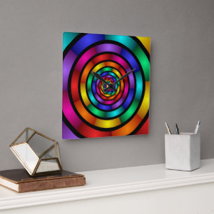 Reloj Cuadrado Arte fractal moderno y psicodélico