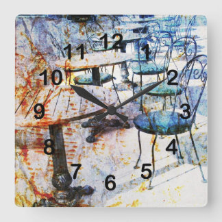 Reloj Cuadrado Arte francés del café del vintage de la mañana
