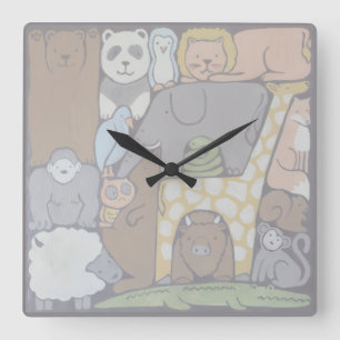 Reloj Cuadrado Arte infantil para guardería/sala de juegos Pila d
