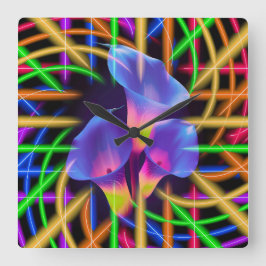 Reloj Cuadrado Arte Místico Colorido Tulipán Abstracto