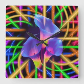 Reloj Cuadrado Arte Místico Colorido Tulipán Abstracto