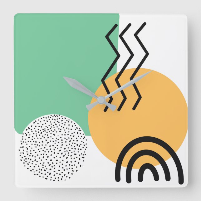 Reloj Cuadrado Arte Moderno de Mid Century (Anverso)