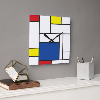 Reloj Cuadrado Arte Moderno De Stijl Geométrico Minimalista Mondr