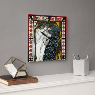 Reloj Cuadrado Arte Nouveau Antiguo, El Beso por William Bradley