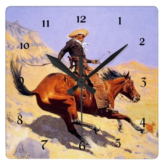 Reloj Cuadrado Arte occidental de Federico Remington "el vaquero"